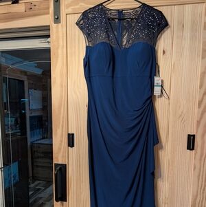Alex Evenings Women's Royal Blue Lace Maxi Dress